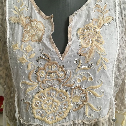 Boho dress tunic with rich embroidery and tassels like new