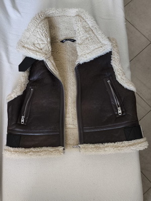 Zara brown leather vest like new, size L