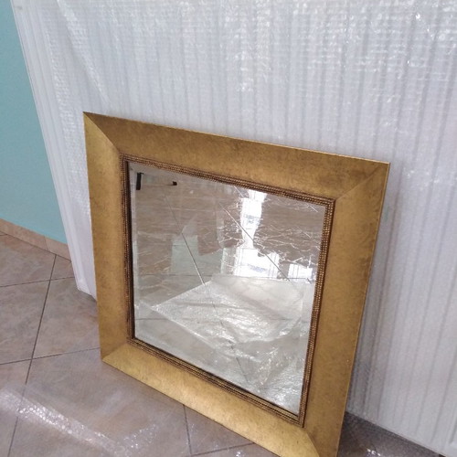 Mirror with matte gold frame 80x80 used, bijou crystal