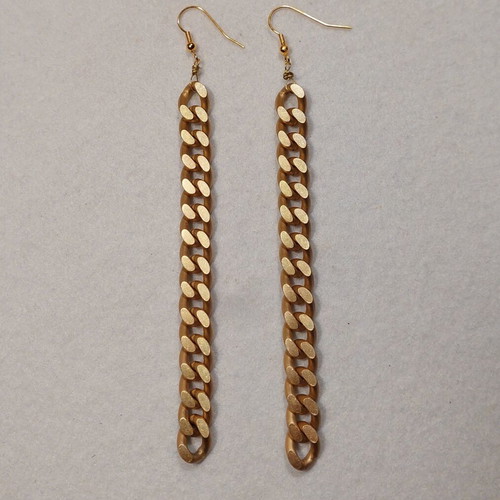 Long chain earrings like new, matte gold tone
