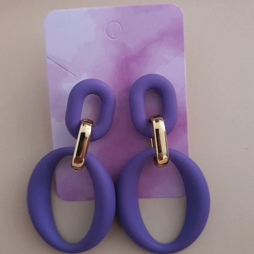 Women's earrings new, purple, 6 cm length