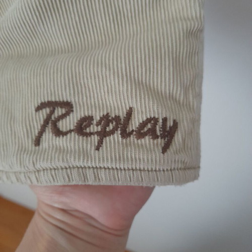Replay vintage corduroy coat used with removable faux fur beige
