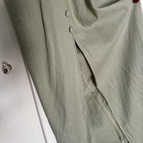 Zara Midi Linen Dress with Buttons and Open Back, used, size S