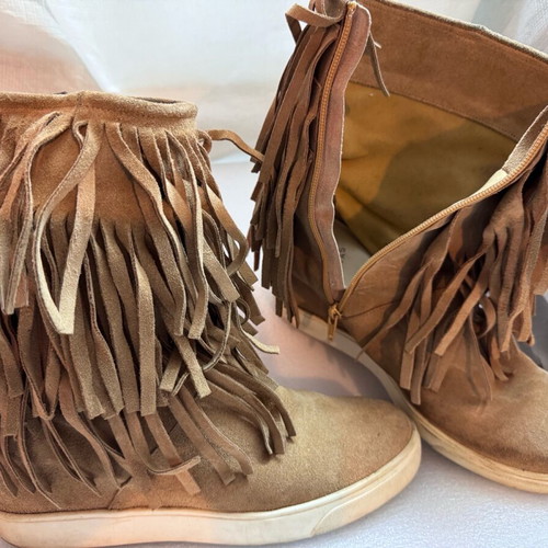 Tsakiris Mallas fringe ankle boots used, size 39, beige