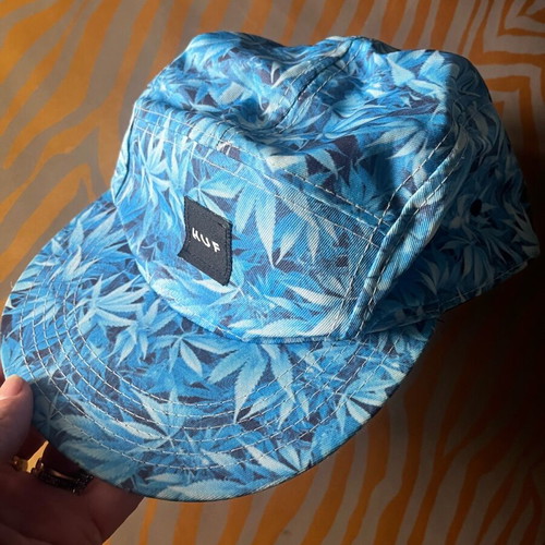 HUF jockey hat new, cannabis leaf design, blue