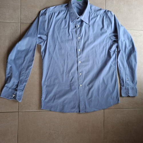 Benetton shirt used, cotton, blue, size XL