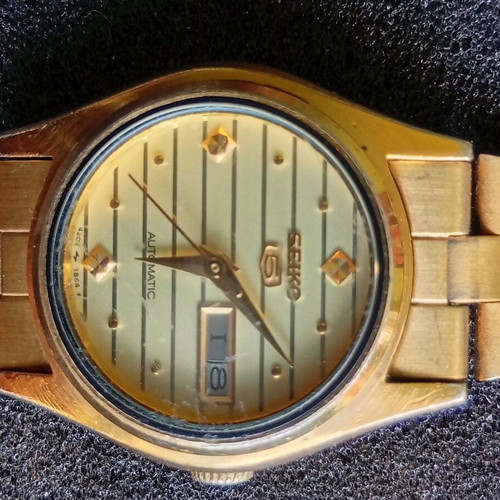 Seiko 5 automatic watch used, women's, gold