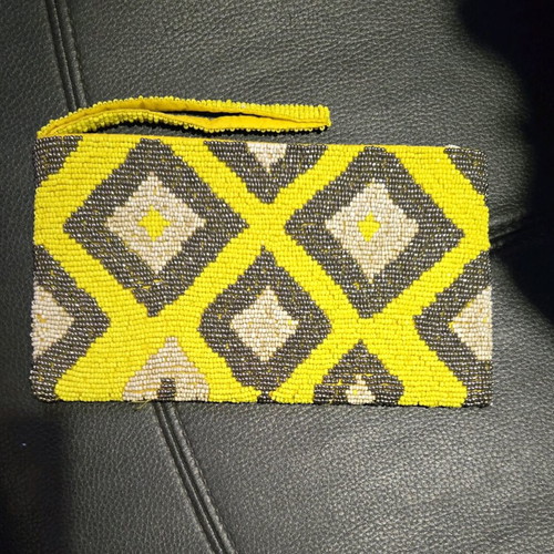 Ethnic wallet used, gray and yellow