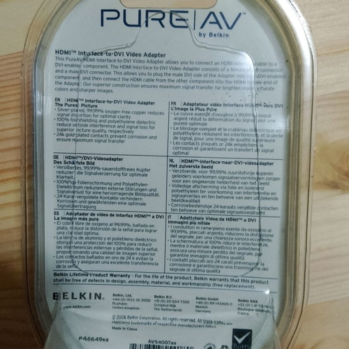 Pure AV HDMI to DVI adapter new