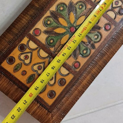 Vintage handmade carved wooden box like new with decorative motifs