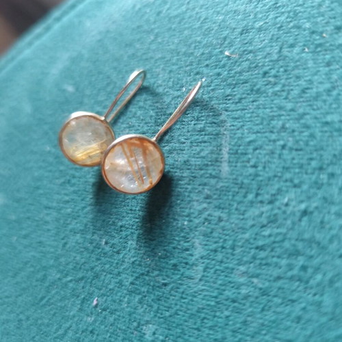 Silver gold-plated earrings with semi-precious stones like new
