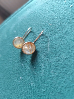 Silver gold-plated earrings with semi-precious stones like new