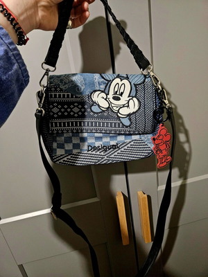 Desigual γυναικεία χιαστί τσάντα σαν καινούργια, μπλε με Mickey Mouse