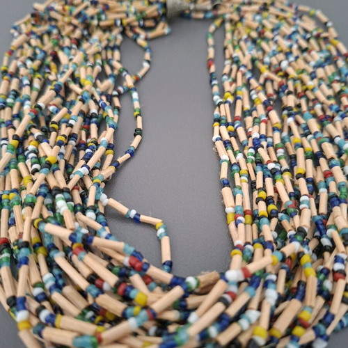 Ethnic necklace used, beige and blue