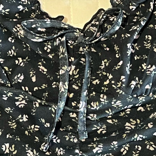 H&M Black Floral Ruched Bodycon Mini Dress New