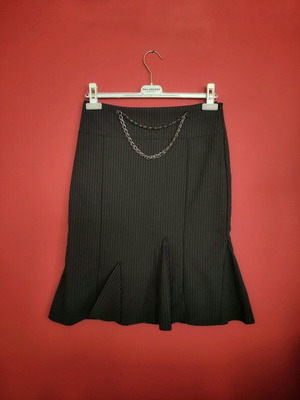 Whimsigoth midi skirt striped like new, elastic with chain