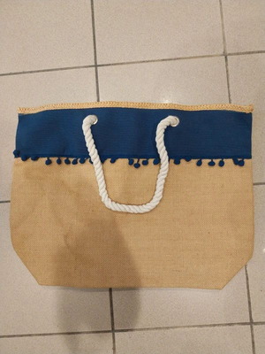 Ankor Beach Bag Blue Straw 53x16x40cm new