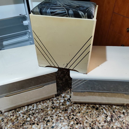 Bedside tables and stool set, 2 bedside tables and 1 stool