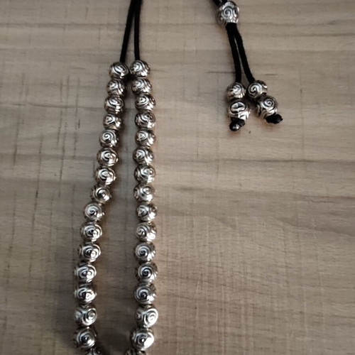 Handmade worry beads with 33+4 metal beads and silver caps
