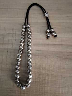 Handmade worry beads with 33+4 metal beads and silver caps