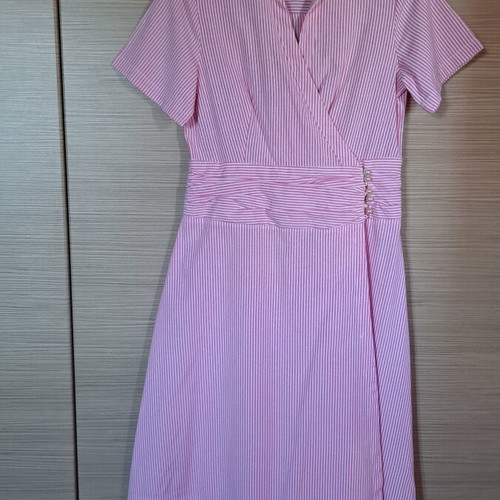 Motf wrap dress, white and pink, size S