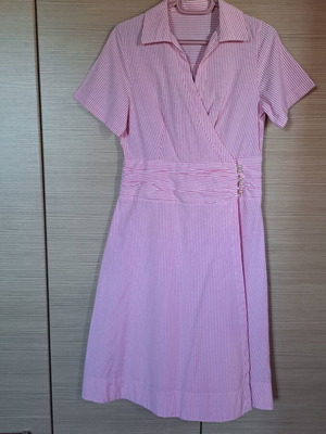Motf wrap dress, white and pink, size S