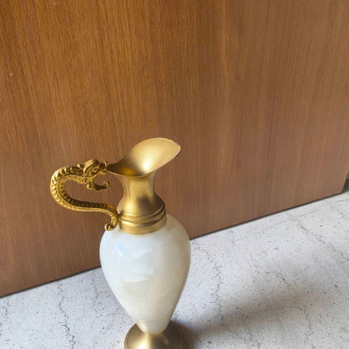Decorative Wine Jug used, onyx and bronze