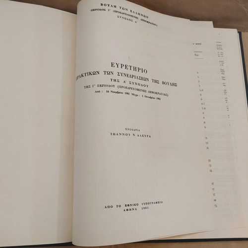 Index of Parliamentary Proceedings 1982 used