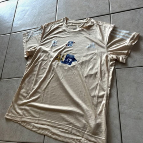 Adidas marathon t-shirts, pink and gold, size L