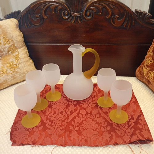 Mid-Century Vintage Serving Set with 1 Pitcher and 5 Glasses