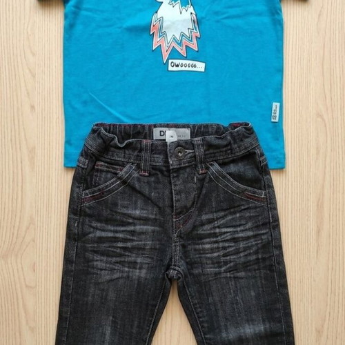 Σετ Jack Wolfskin βαμβακερό T-shirt και DKNY μαύρο τζιν σαν καινούργιο, 104 εκ