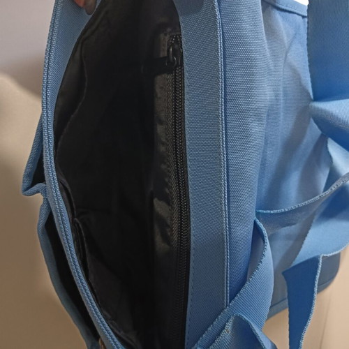 Polo crossbody bag used, beige and blue fabric