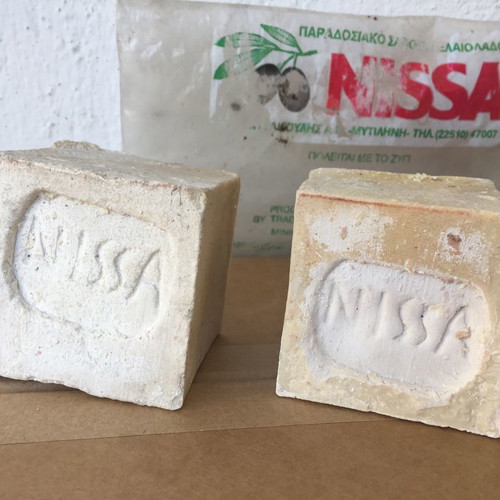 NISSA traditional olive oil soap 2 pcs handmade white soaps from Mytilene