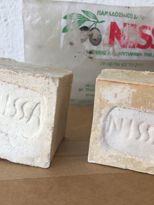 NISSA traditional olive oil soap 2 pcs handmade white soaps from Mytilene