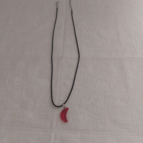 PU leather necklace like new, black and red, 45 cm + 5 cm extension