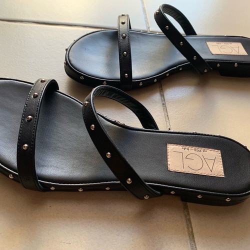 AGL sandals used, black, size 37 with silver studs