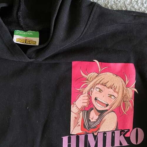 Benetton My Hero Academia hoodie black, like new, girls 12 years