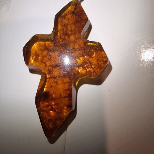 Cross pendant made of natural Baltic amber new