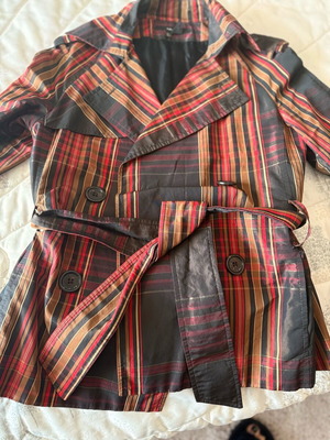 Zara short plaid trench coat like new, size S