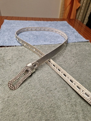 Silver leather belt new with rhinestones, size 100