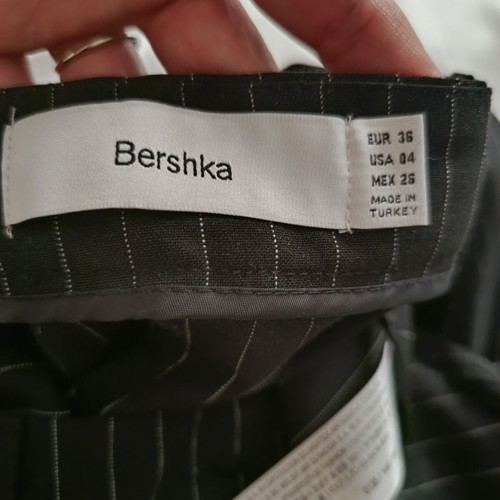 Bershka women's black high-waisted office pants with white stripes size M like new
