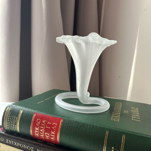 Vintage Stiver Italy decorative vase 1970s used, frosted art glass