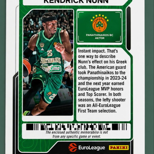 25-26 Euroleague Contenders Kendrick Nunn Patch /75
