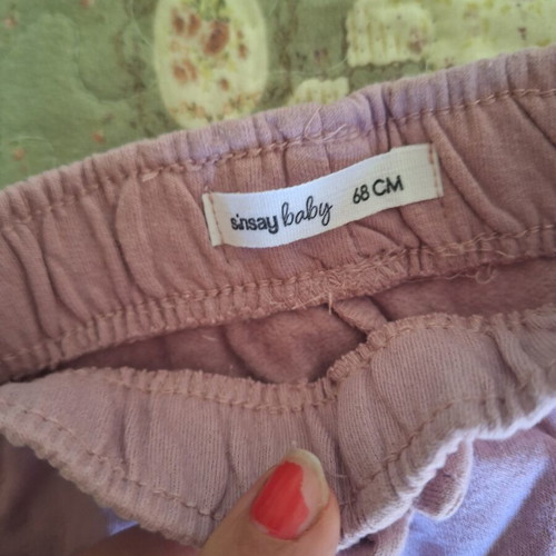 Sinsay pink baby cotton fleece pants like new, size up to 68 cm