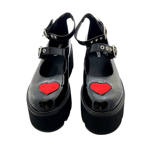 Lamoda platform shoes black with hearts, new, size 40