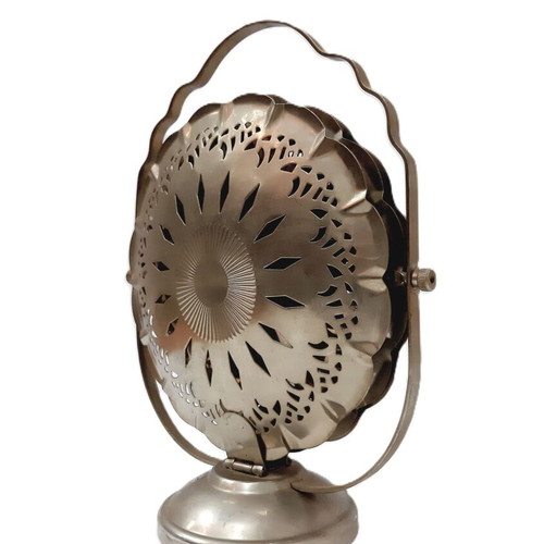 Vintage triple cake stand chrome plated with engraved plates foldable