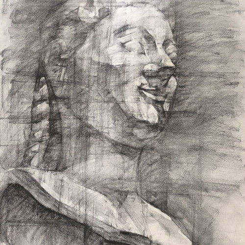 Original Charcoal Drawing on Ingres Paper Kouros Rampin 70x50 cm like new