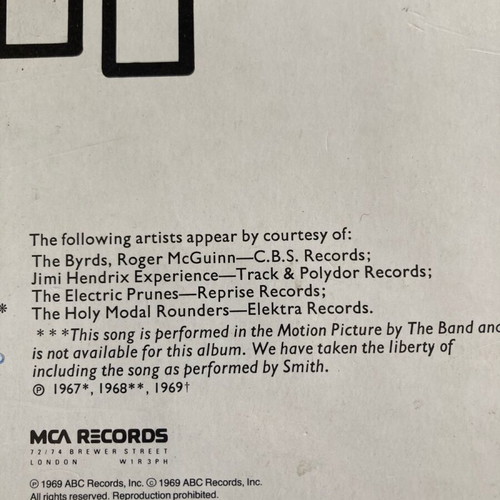 Easy Rider vinyl used with songs from the motion picture