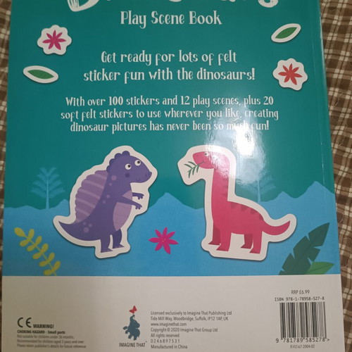 Dinosaurs Play Scene Book new with 120 stickers and 20 felt stickers