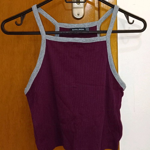 Bershka Bordeaux top with gray details like new size M
